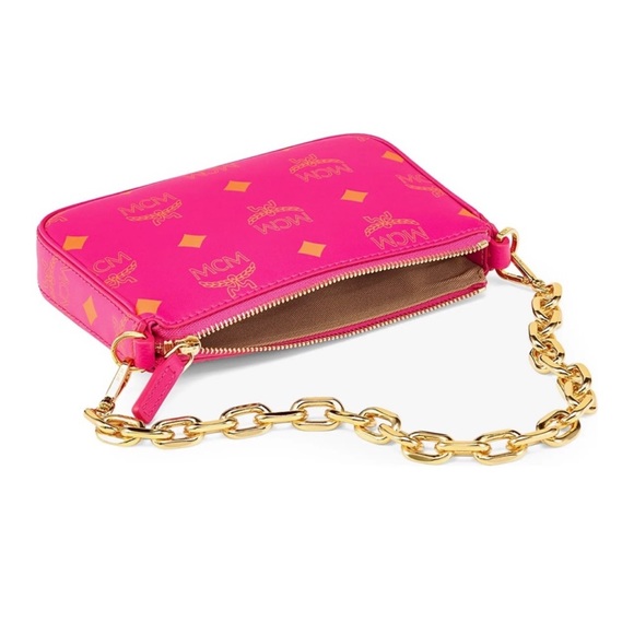 MCM Mini Color Splash Logo Crossbody Shoulder Bag Fuchsia Pink - Picture 2 of 4